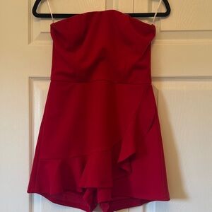 Lulu's Vibrant Red Strapless Jumpsuit